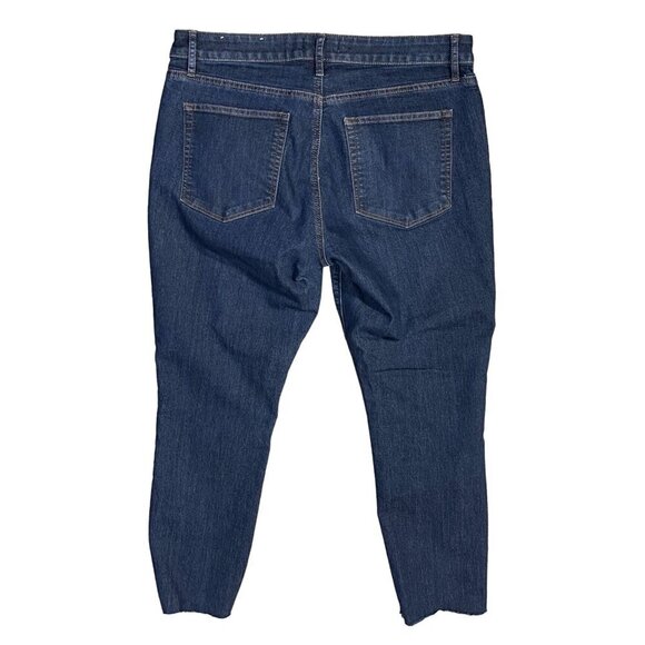 Loft Women's Jeans Curvy Skinny Raw Hem Mid Rise Dark Wash Size 12 - Picture 2 of 6